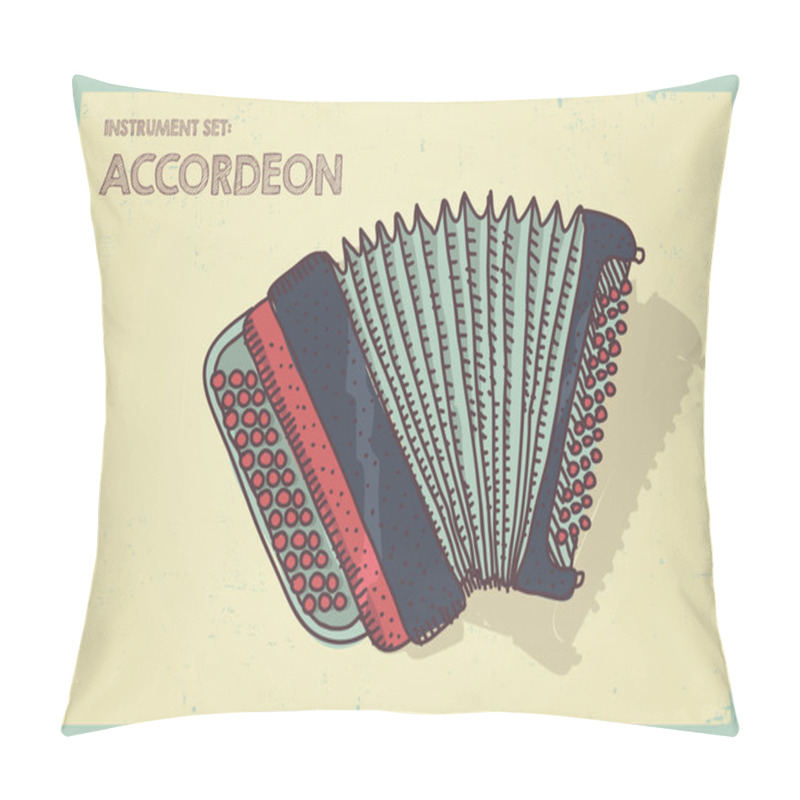 Personality  Vector Illustration Long Shadow Flat Icon Of Accordeon Pillow Covers