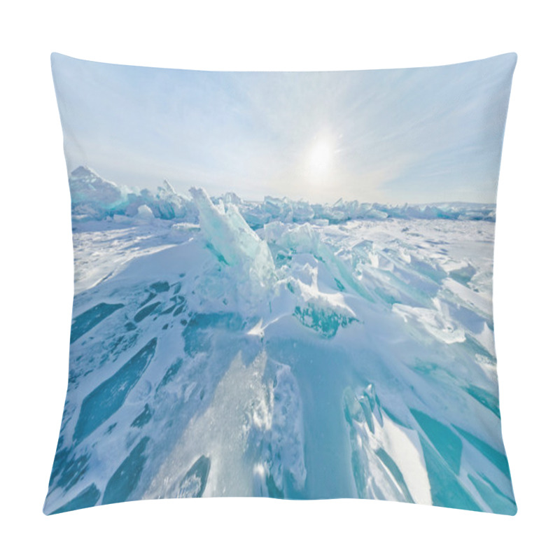 Personality  Blue Ice Hummocks Baikal Stereographic Panorama, Listvyanka Pillow Covers