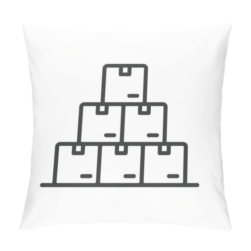 Personality  Pile Of Boxes, Icon In Line Design. Pile Of Boxes, Stacked Boxes, Cardboard, Warehouse Storage, Shipping On White Background Vector. Pile Of Boxes, Icon In Line Design Editable Stroke Icon Pillow Covers