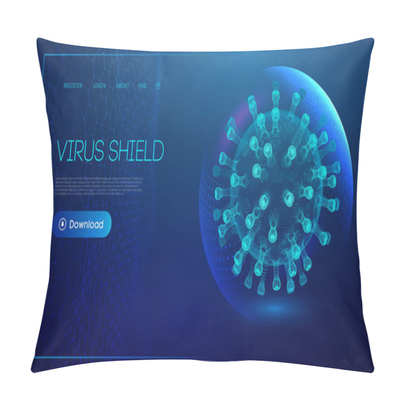 Personality  Coronavirus Vaccine Vector Background. Stop Coronavirus Concept Blue Virus Shield. Healthcare Concept Of Sphere Shield For Corona Virus Infection. EPS 10. Pillow Covers