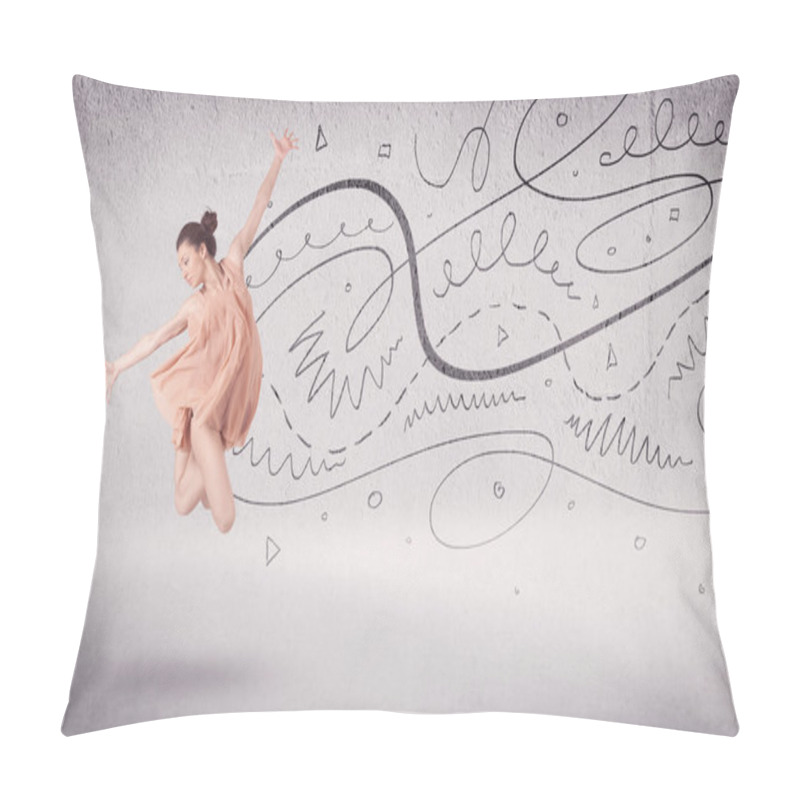 Personality  Ballet Dancer Performing Art Dance With Lines And Arrows Pillow Covers