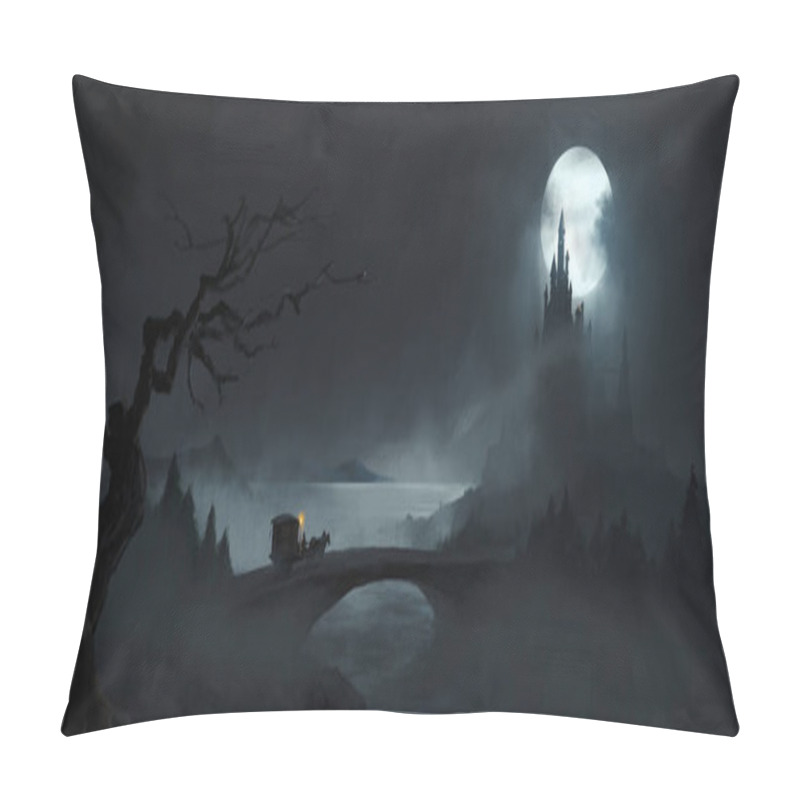 Personality  Magical Scene With Carriage, 3D Illustration. Pillow Covers