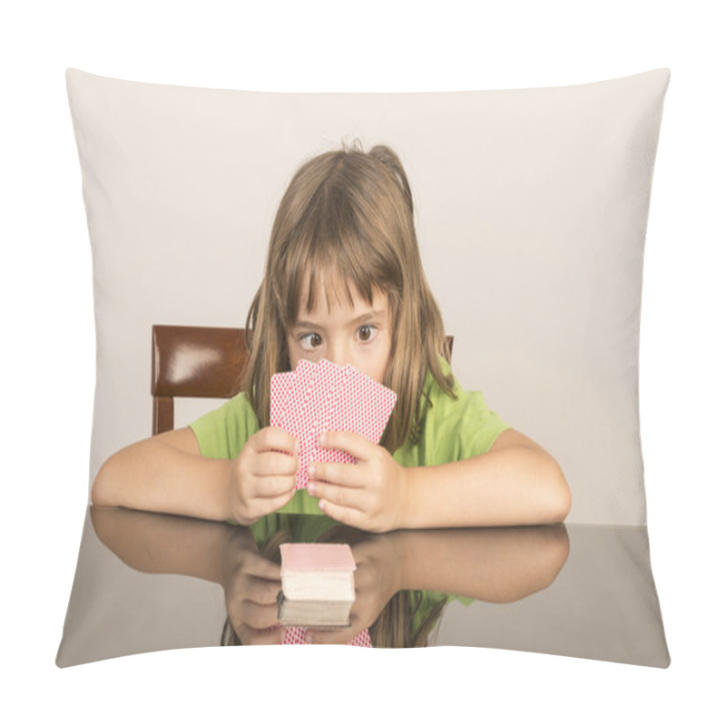 Personality  Little Girl Playing Cards Pillow Covers