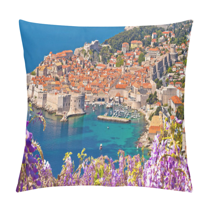 Personality  Historic Town Of Dubrovnik Panoramic View Through Flowers , Dalmatia Region Of Croatia Pillow Covers