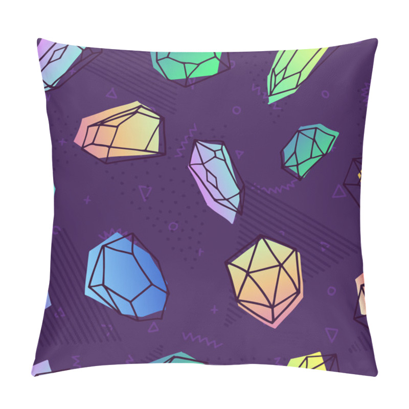 Personality  Crystal Seamless Pattern In 80s Holographic Style Pillow Covers