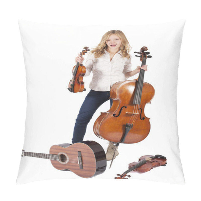 Personality  Girl With Musical Instruments Pillow Covers