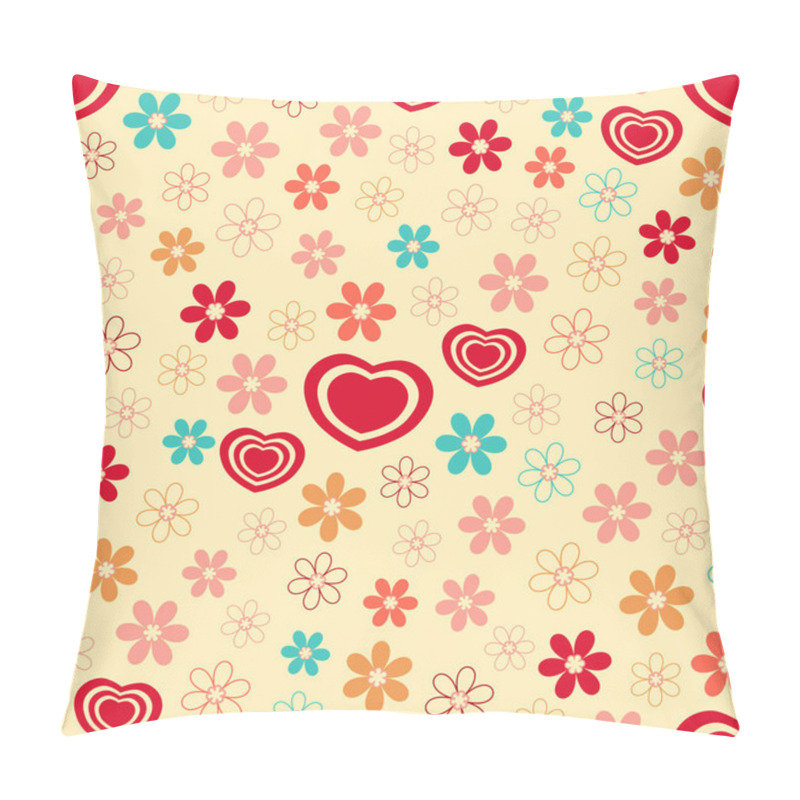 Personality  Seamless Abstract Pattern Of Hearts And Flowers. Pillow Covers