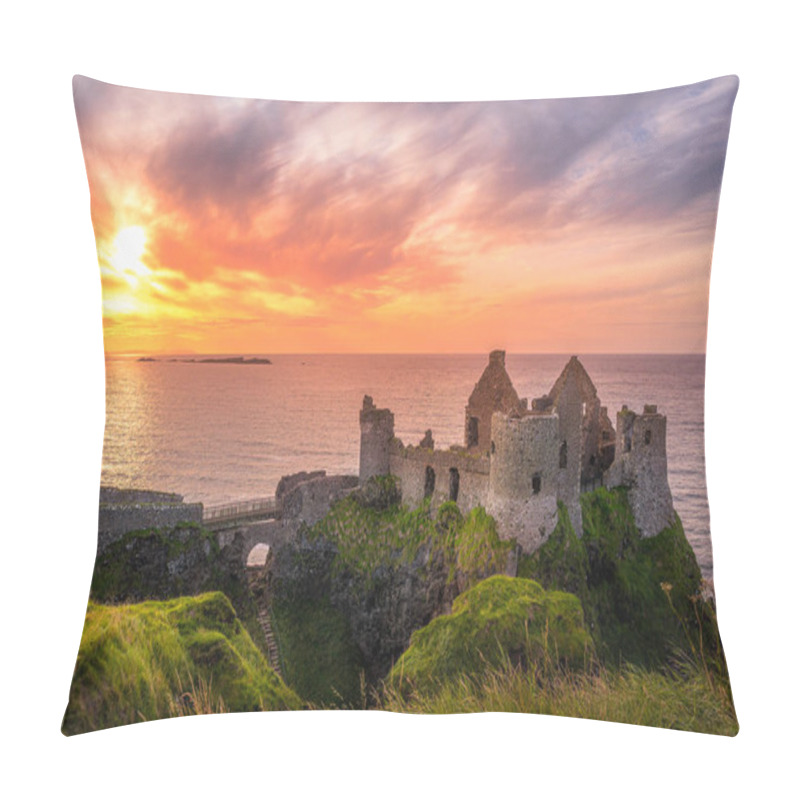 Personality  Dunluce Castle On The Cliff In Bushmills, Sunset Pillow Covers