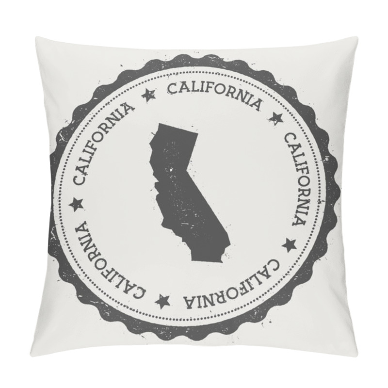 Personality  California Vector Sticker Hipster Round Rubber Stamp With US State Map Vintage Passport Stamp With Pillow Covers