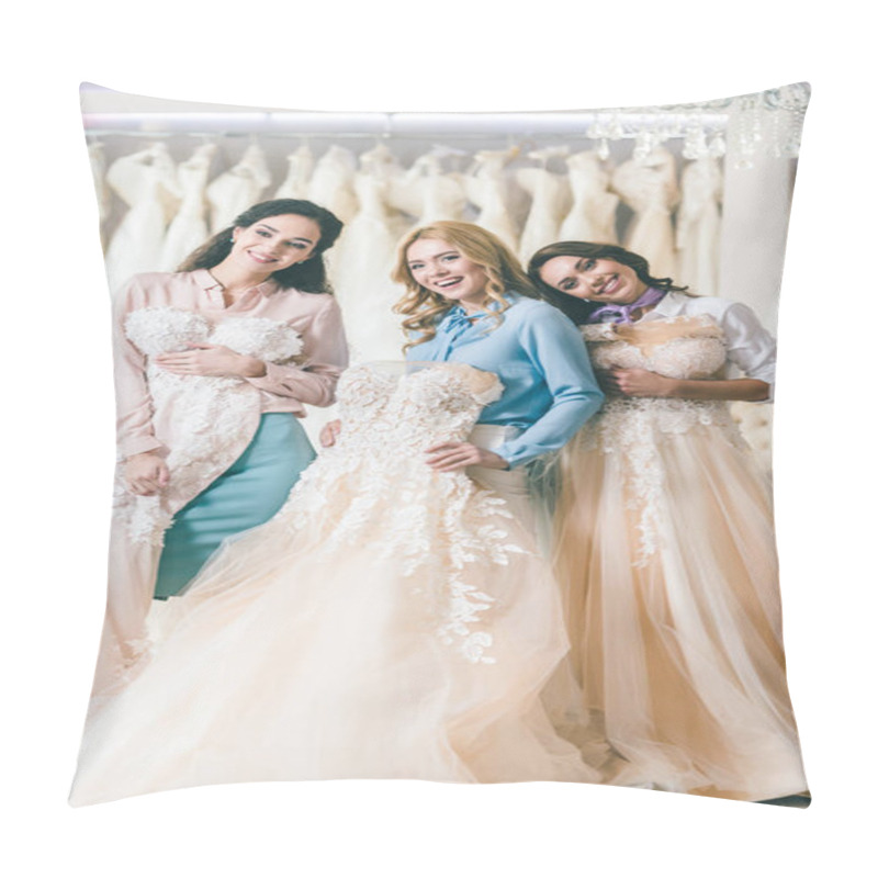 Personality  Attractive Women With Wedding Dresses In Wedding Fashion Shop Pillow Covers