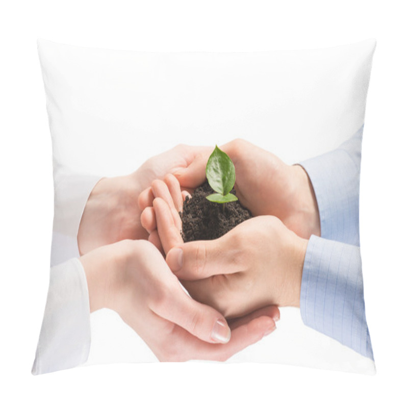 Personality  Unity Of Businesspeople - Sprout In Hands Pillow Covers