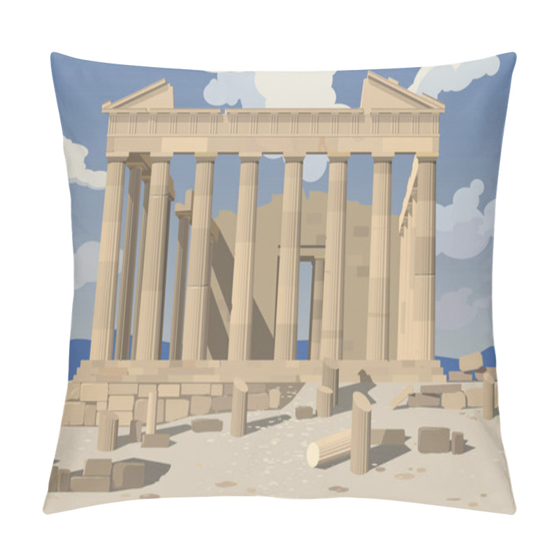 Personality  Athens. Parthenon. Acropolis. Vector. Pillow Covers