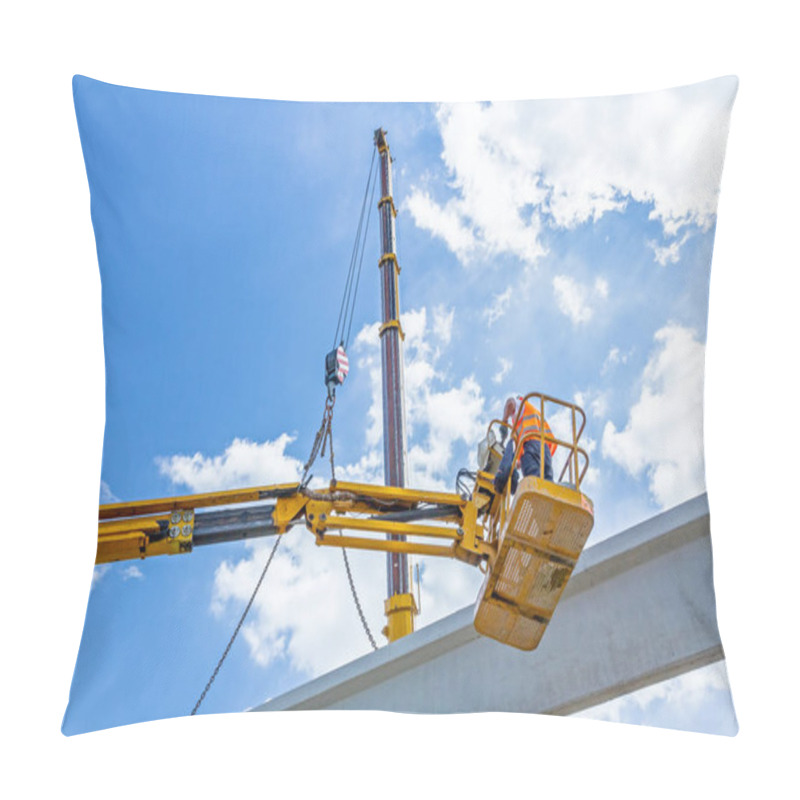 Personality  Mobile Crane Is Carry Concrete Joist To Assembly Huge Hall Pillow Covers