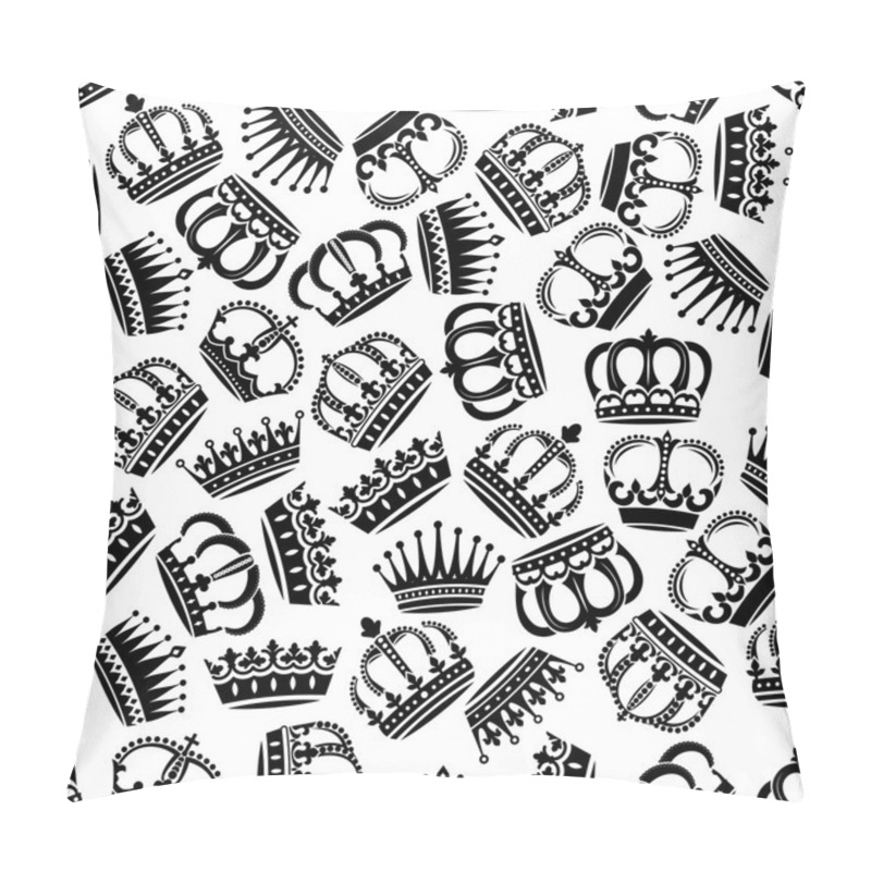 Personality  Seamless Victorian Royal Crowns Pattern Background Pillow Covers