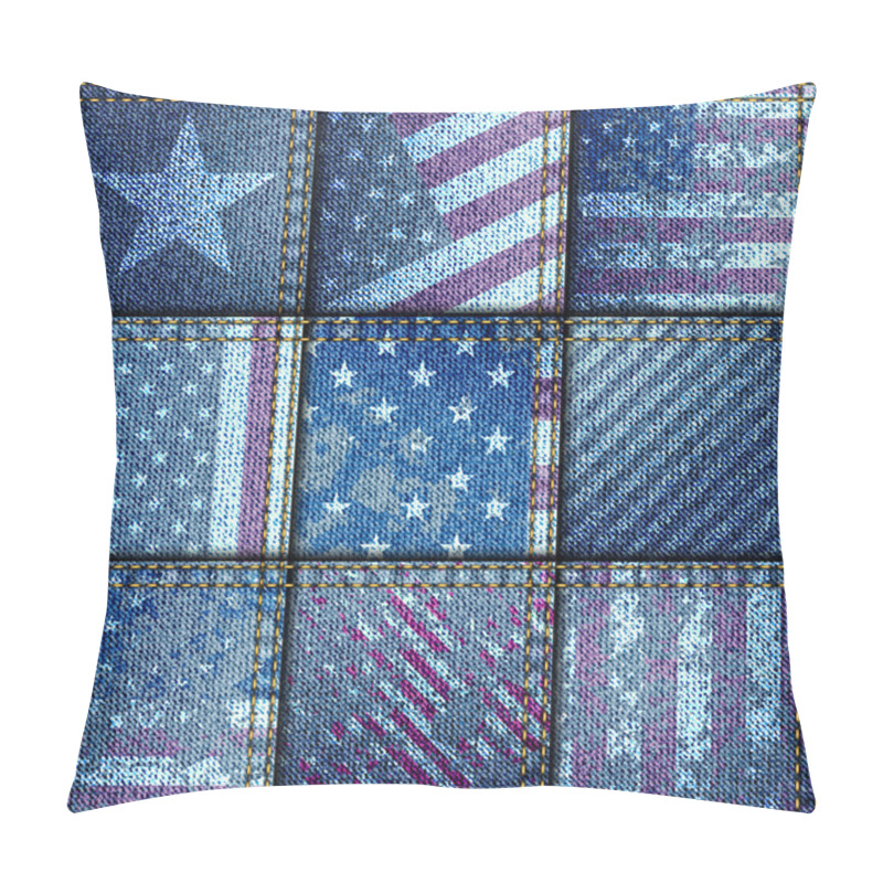 Personality  Grunge Patchwork With USA Flags. Pillow Covers