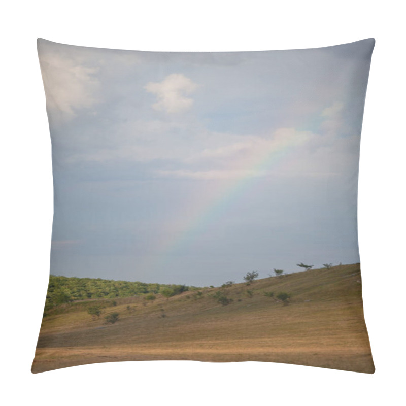 Personality  Rainbow Over Hills,upright-oriented Image Pillow Covers