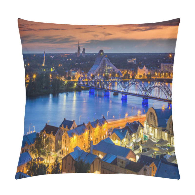 Personality  Evening Panorama Of Riga City Pillow Covers