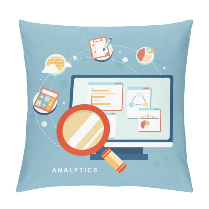 Personality  Flat Design Icon Set Of Analytics Elements Pillow Covers