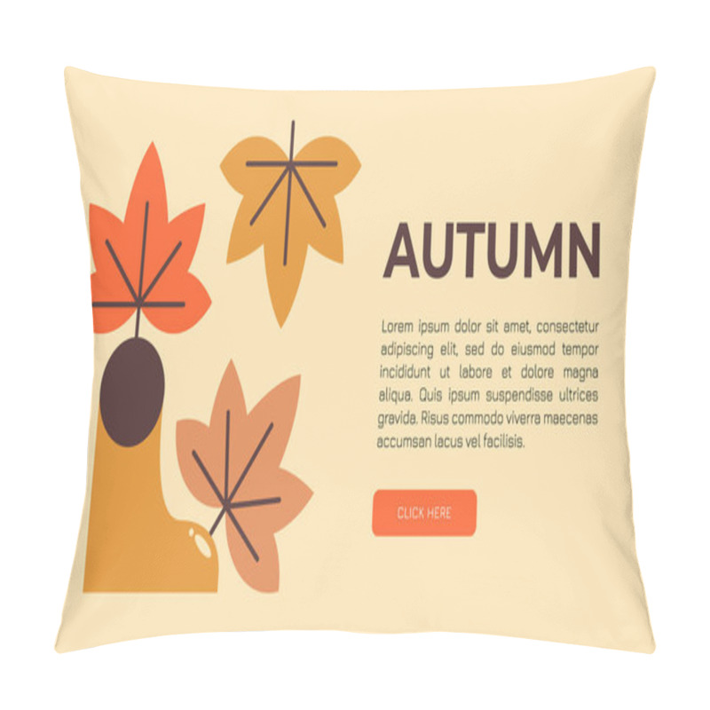 Personality  Cute Yellow Rubber Boots With Autumn Leaves. Flat Vector  Banner Illustration For Books, Decorations, Sticker Decor, Autumn Illustrations. Hello, Autumn. Pillow Covers