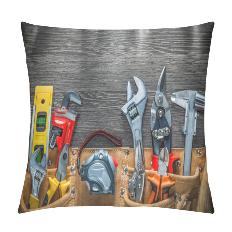 Personality  Building Belt With Construction Tools On Wooden Board Pillow Covers