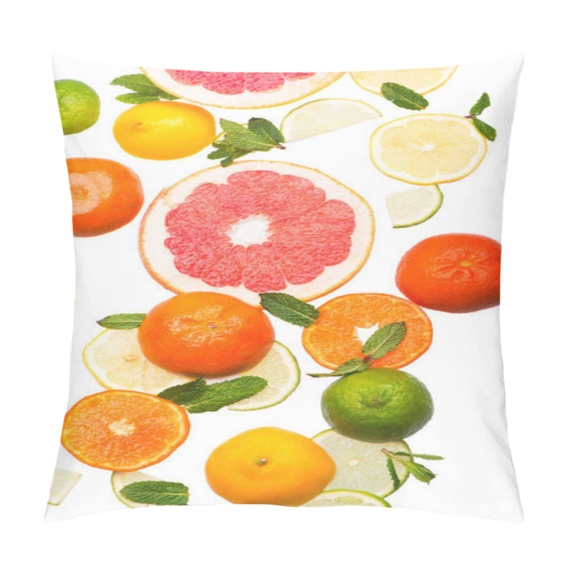 Personality  Citrus Background. Fresh Citrus Fruits - Lemons, Oranges, Limes, Grapefruits On Wooden Background Pillow Covers