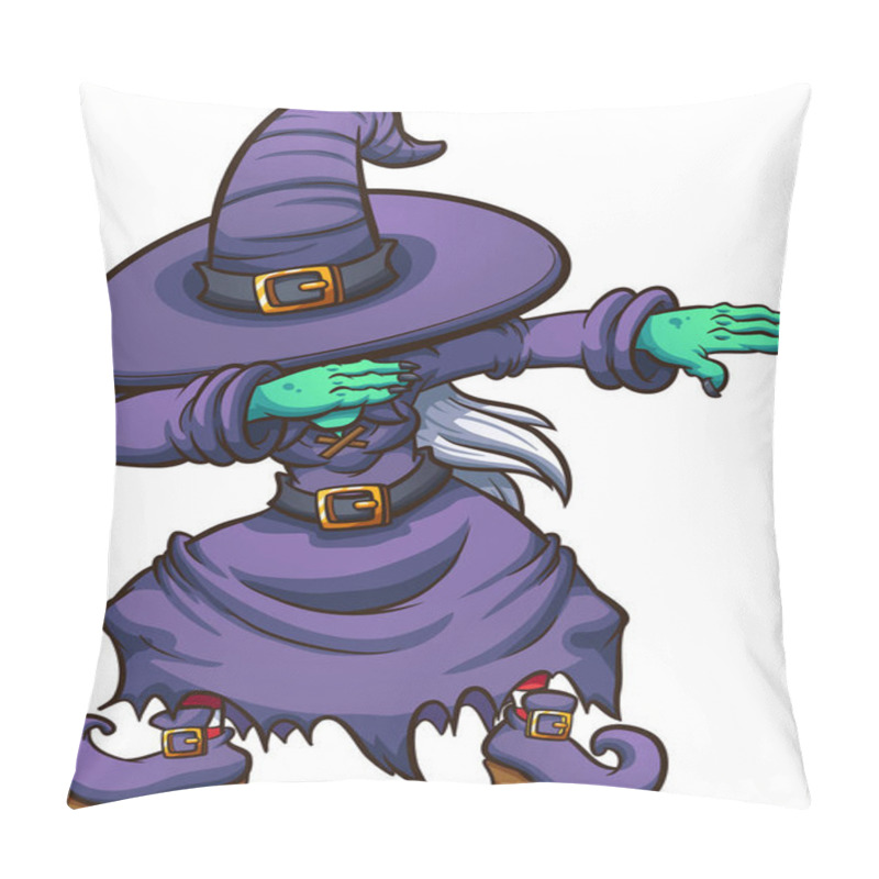 Personality  Dabbing Cartoon Witch. Vector Illustration With Simple Gradients. All In A Single Layer Pillow Covers