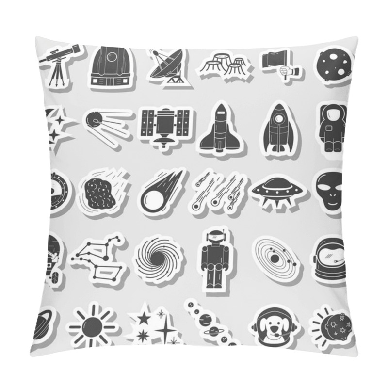 Personality  Space Icons Set, Flat Hand Drawn Style Pillow Covers