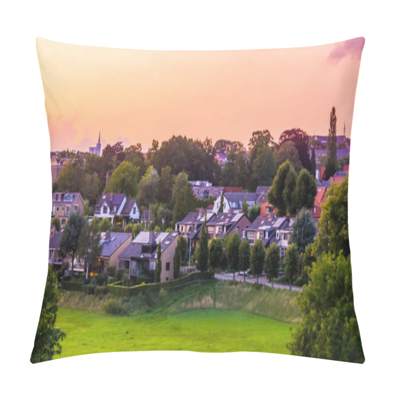 Personality  Sunset In The City Of Rhenen, Beautiful Rustic Town In The Netherlands Pillow Covers