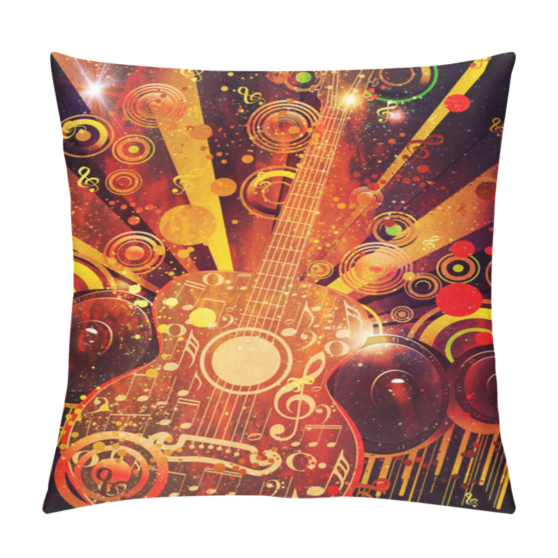 Personality  Grunge Guitar With Loudspeakers Pillow Covers