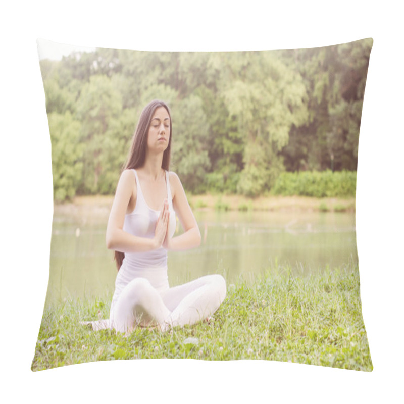 Personality  Yoga Woman Meditating Relaxing Healthy Lifestyle Pillow Covers