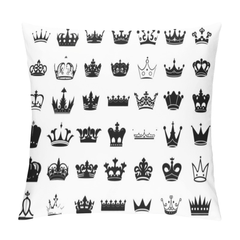 Personality  Silhouettes Crowns Set Illustration Vector Design Collection Pillow Covers