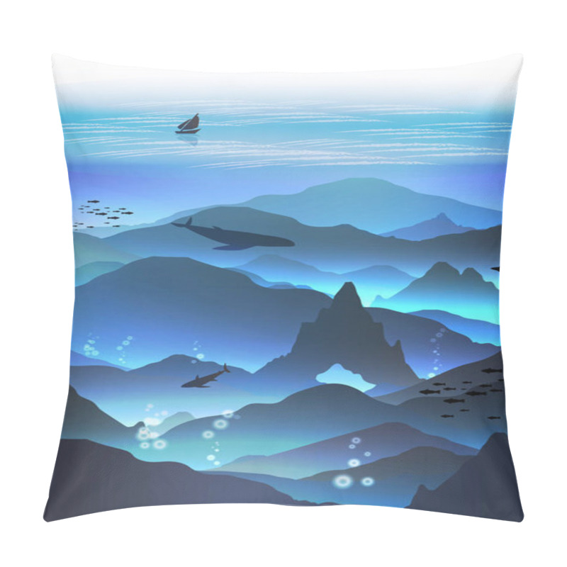 Personality  Underwater Sea Landscape - Vector  Pillow Covers