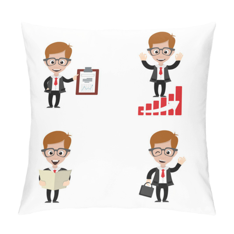 Personality  Set Of Cute Businessman Icons Pillow Covers