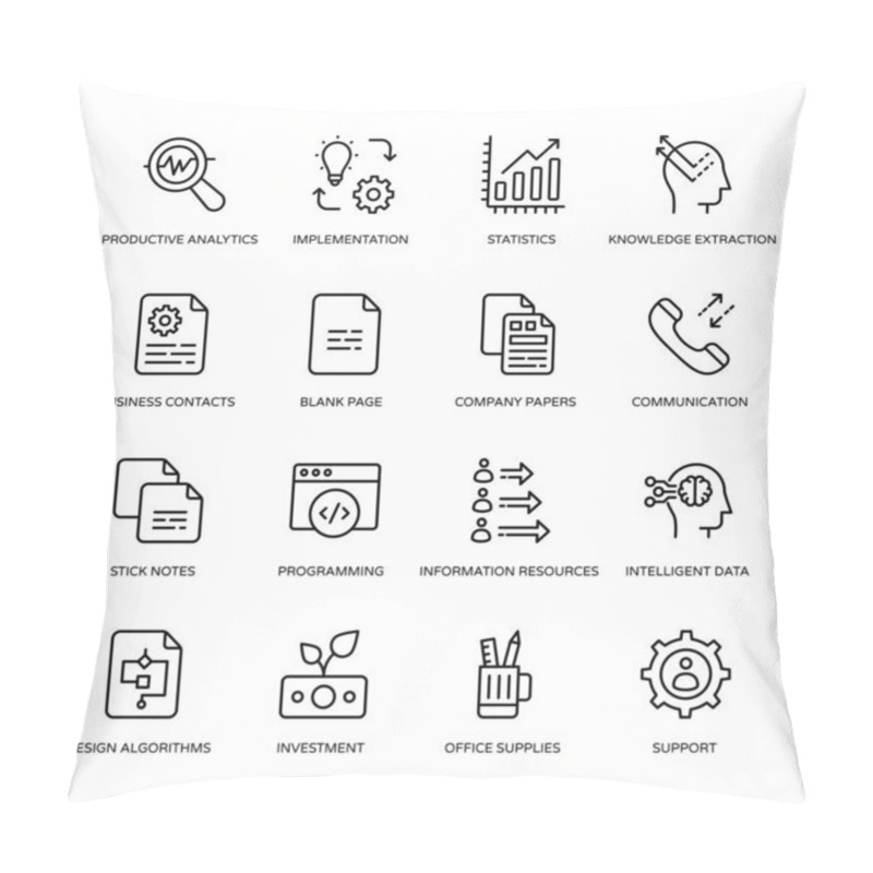 Personality  Business And Finance Thin Line Icons, Stroked - Vectors Pillow Covers