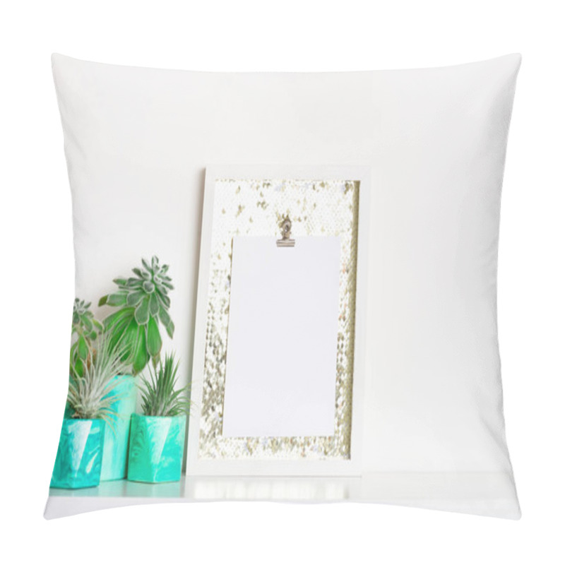 Personality  Lifestyle Home Decoration With Frame With Place For Text And Succulents Pillow Covers