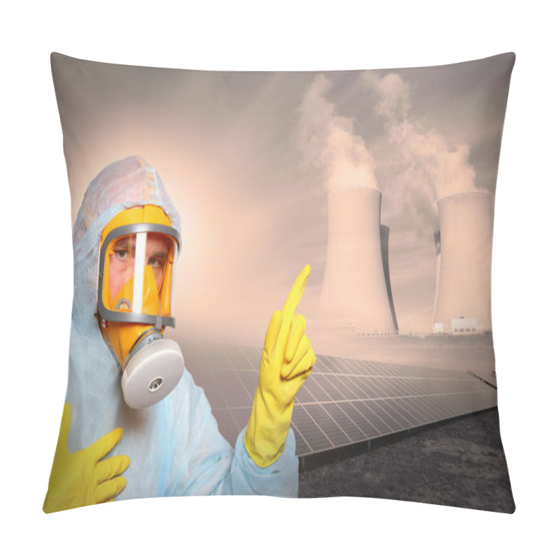 Personality  Man In Protective Suit With Gas Mask Pillow Covers