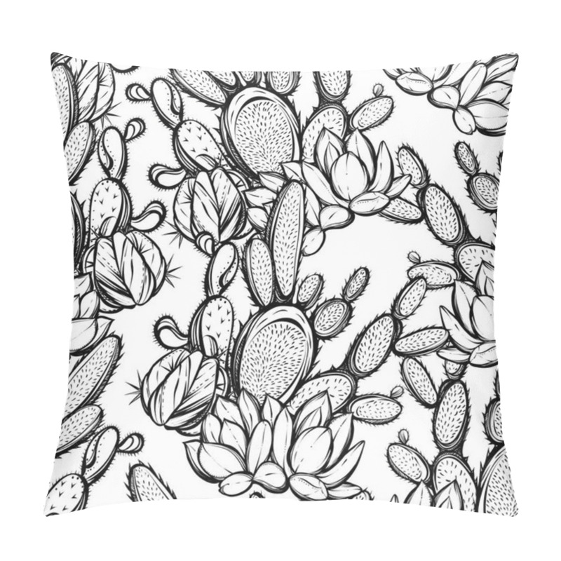 Personality  Beautiful Cactuses. Seamless Pattern Pillow Covers