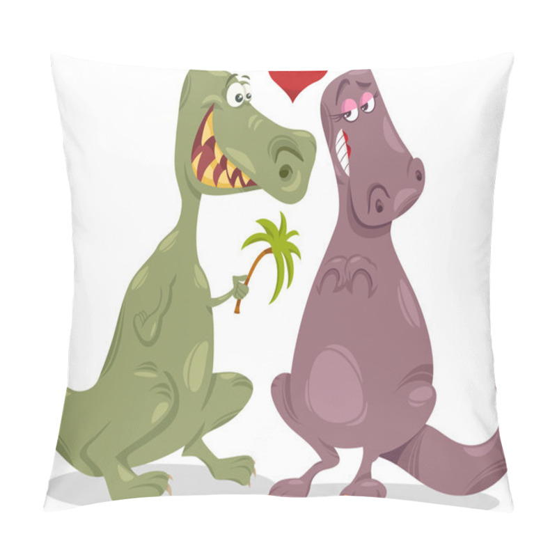 Personality  Dinos In Love Cartoon Illustration Pillow Covers