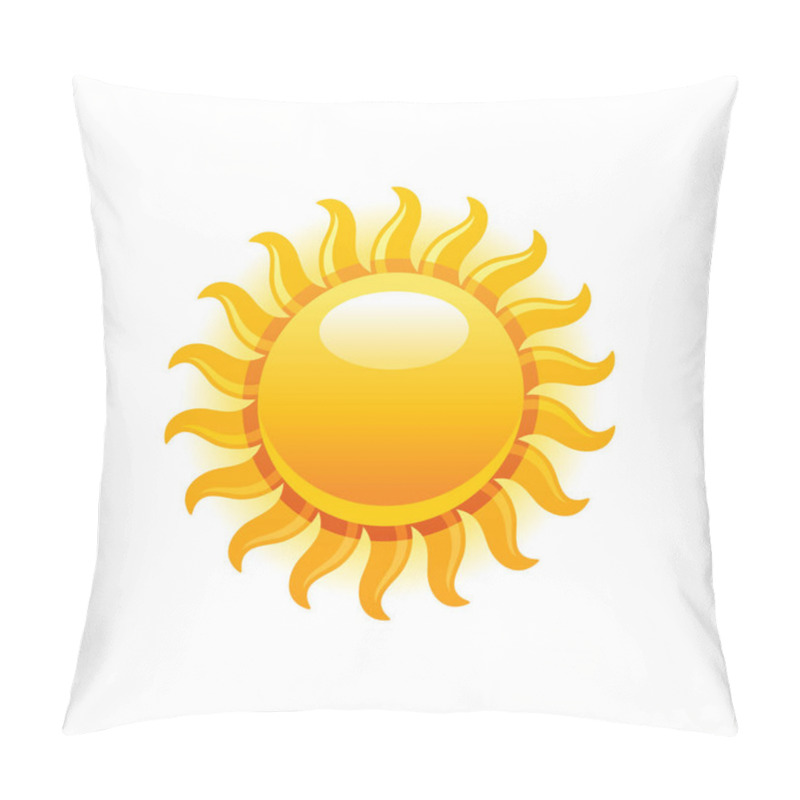 Personality  Sun Icon. Vector Summer Sunshine Illustration. Sunrise Graphic With Yellow Heat Weather Symbol. Hot Light Sun Shape. Day, Morning, Sunset Design Isolated On White. Abstract Gold Sunny Sign Isolated Pillow Covers