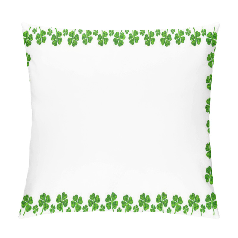 Personality  Beautiful St. Patrick's Day Postcard / Wishes Card With Shamrock Or 4-Leaf Clover Frame, Isolated On White Background With Clipping Path Or Selection Path Included. Pillow Covers