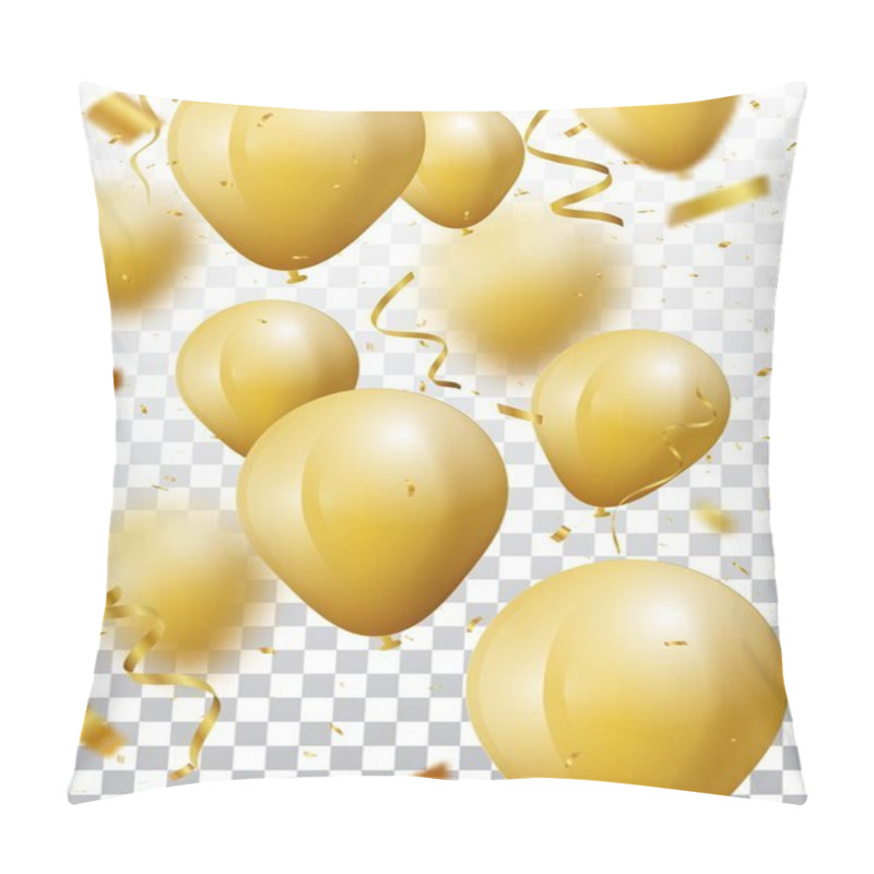 Personality  Celebration Background With Gold Confetti And Balloons Pillow Covers