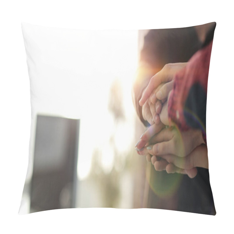 Personality  Business Background.close-up Of Folded Hands Together. Pillow Covers