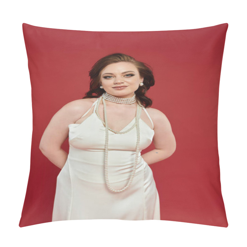 Personality  A Stunning Young Woman In Refined Clothing Poses Gracefully, Showcasing Her Elegance And Charm. Pillow Covers