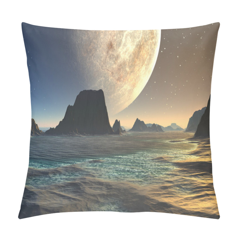 Personality  Sunset Over Alien Beach At Moonrise Pillow Covers