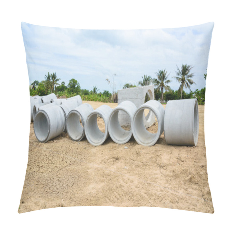 Personality  Concrete Drainage Pipes Stacked For Construction, Irrigation, In Pillow Covers