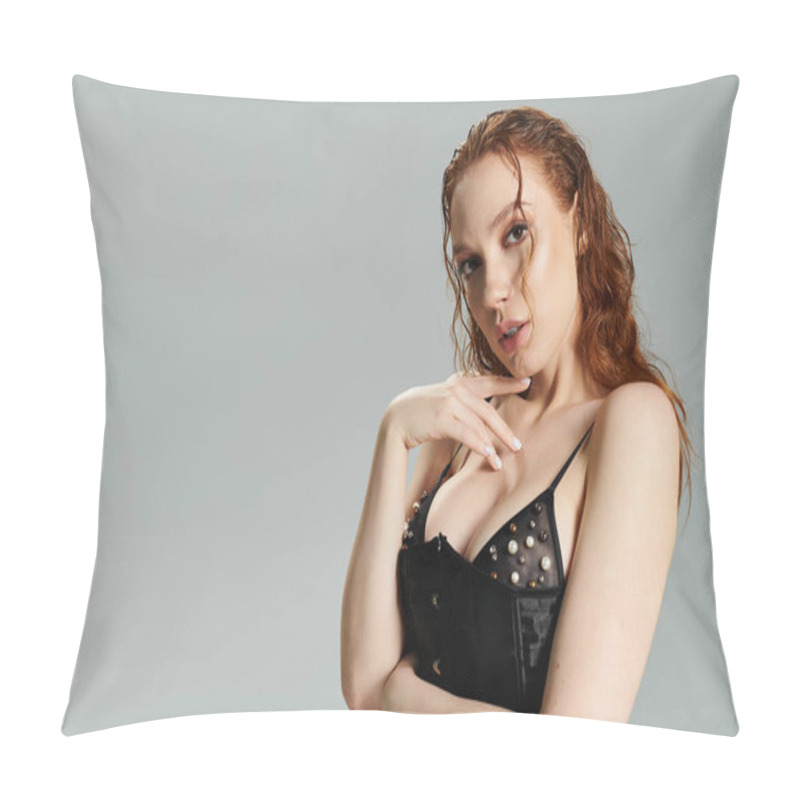 Personality  A Confident Woman Showcases Her Style And Charm In Elegant Fashion. Pillow Covers