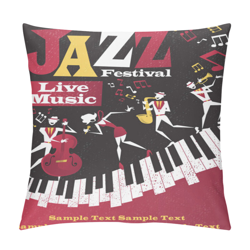 Personality  Retro Abstract Jazz Festival Portrait Poster Pillow Covers