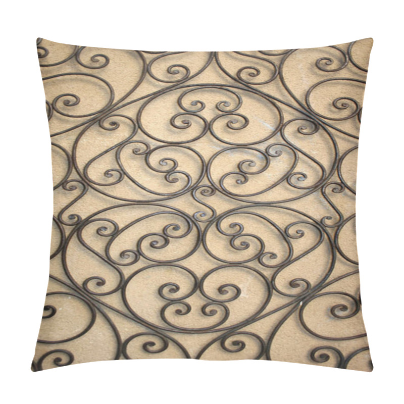 Personality  Wrought  Iron Gate On Yellow Wall Pillow Covers