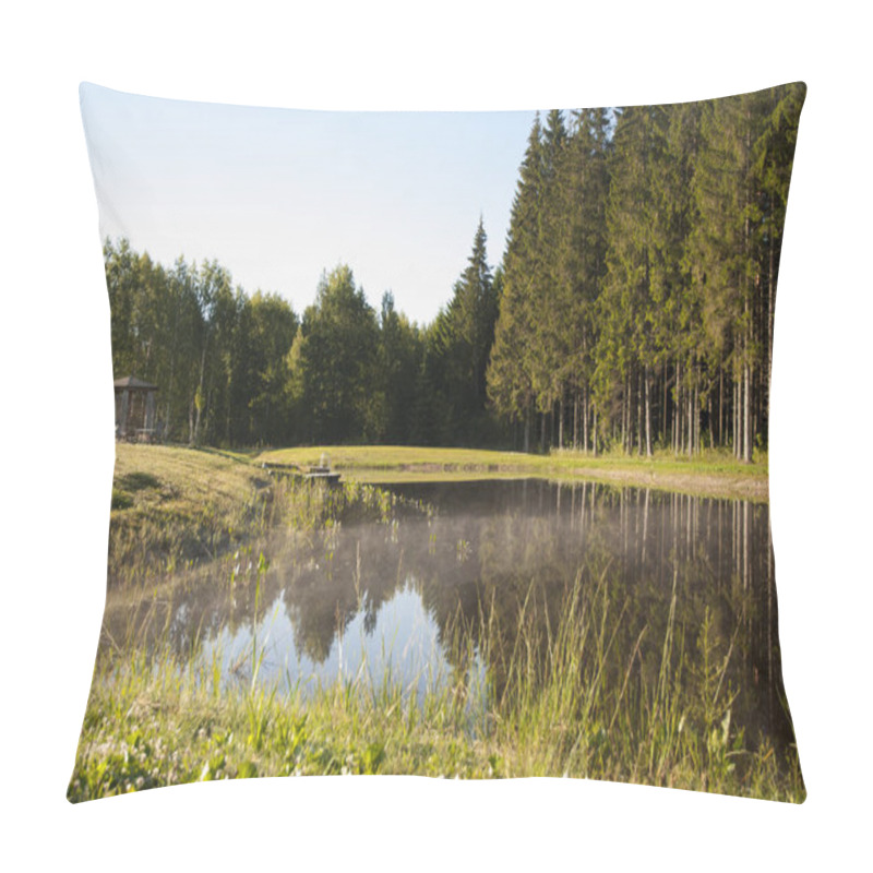 Personality  Calm Lake Near Pine Forest Pillow Covers