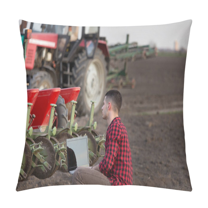 Personality  Farmer With Laptop And Tractors Pillow Covers